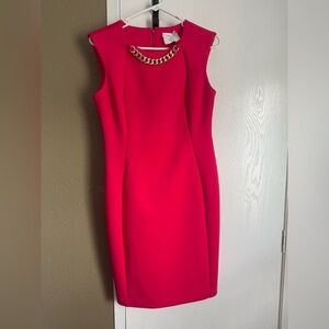 Calvin Klein Pink Embellished Sheath Cocktail Dress